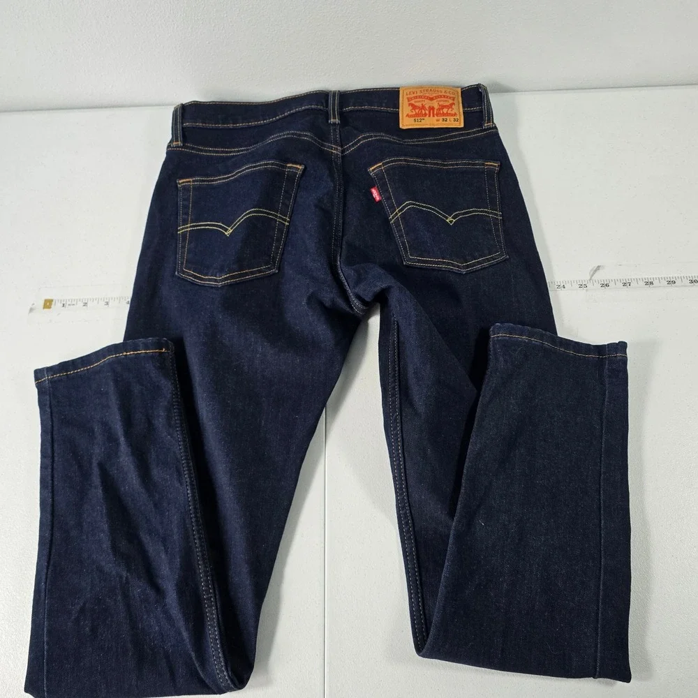 Levis 512 Slim Taper Jeans Mens 32x32 Dark Indigo Blue‎ Stretch Denim 28833-0280